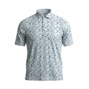 Stitch Golf Polo Short Sleeve Men's Performance Blue Camouflage Polyester Sz M/L